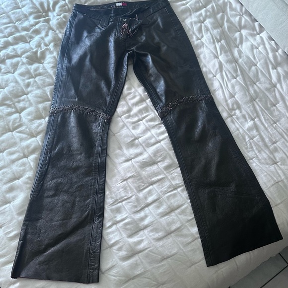 NWOT Y2K vintage leather lace up pants. Tommy Hilfiger. - Picture 6 of 13